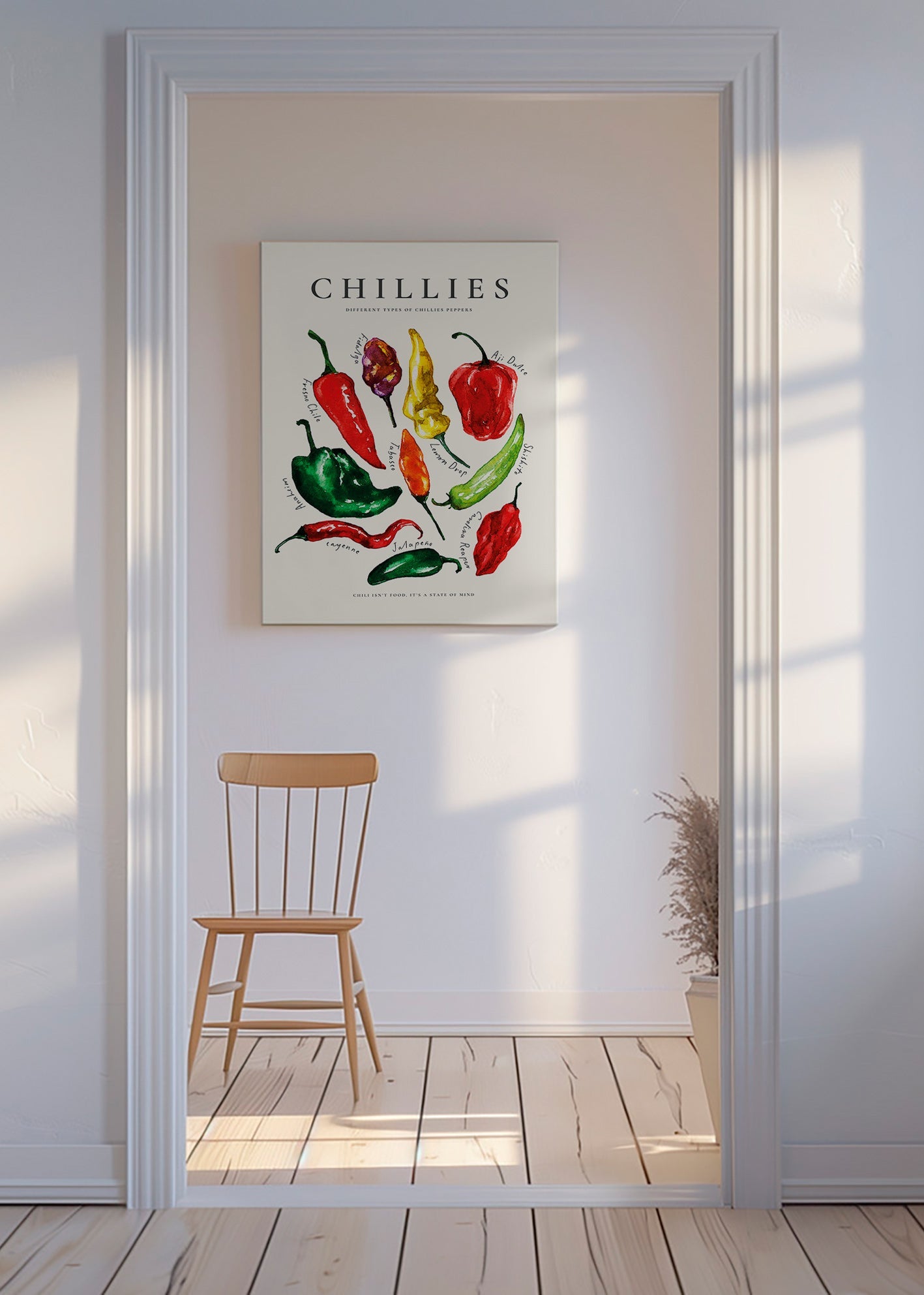 Kitchen art Chillies watercolor peppers