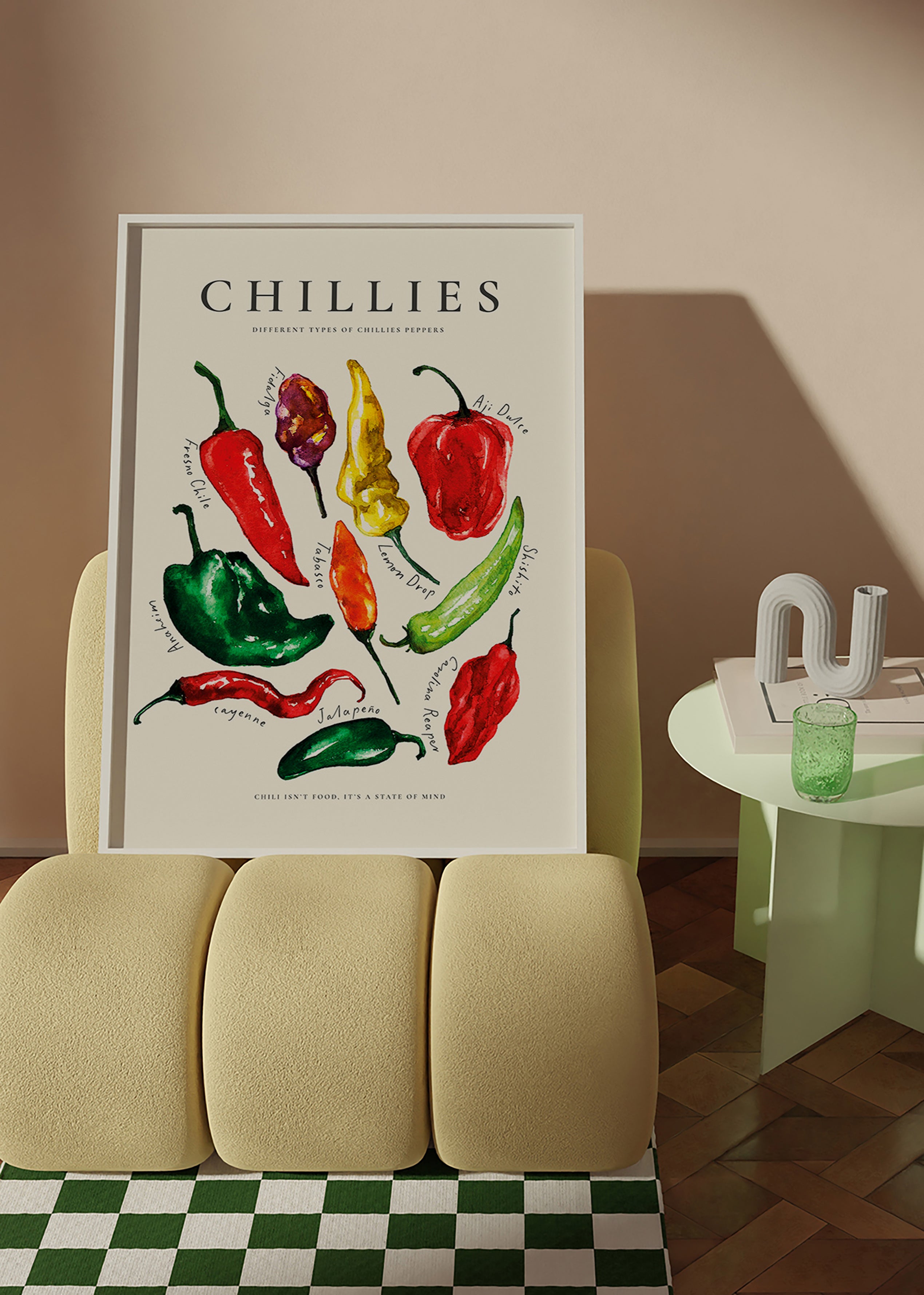 Kitchen art Chillies watercolor peppers