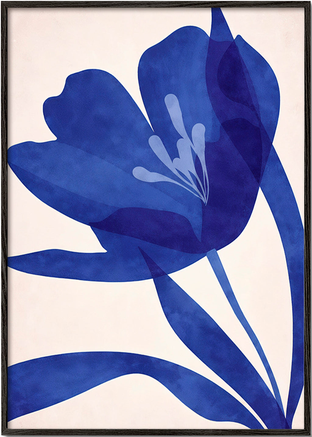 Botanical print deep blue floral study