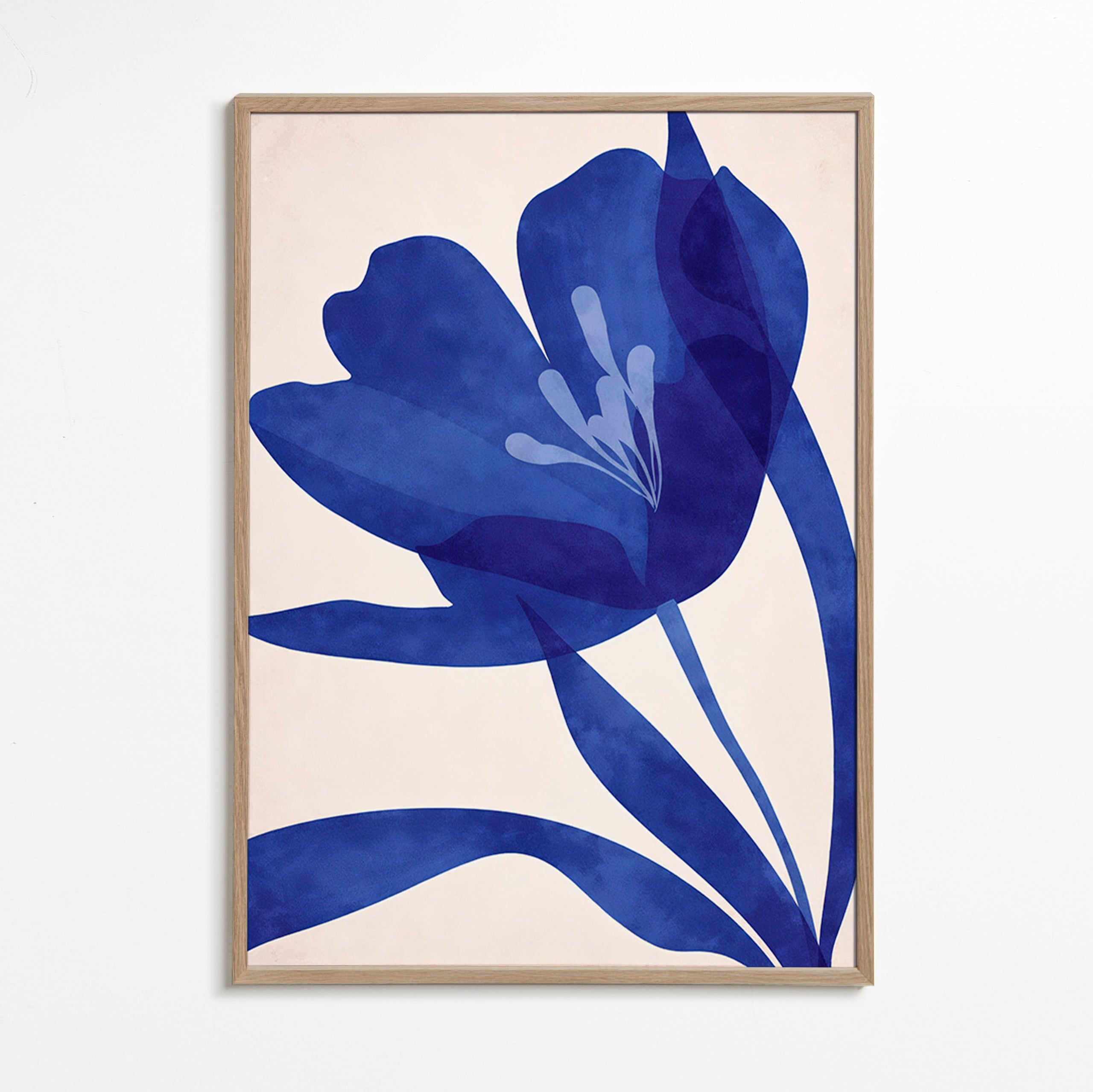 Botanical print deep blue floral study