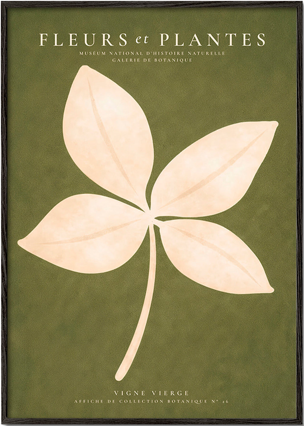 Botanical print: cream leaf on green field