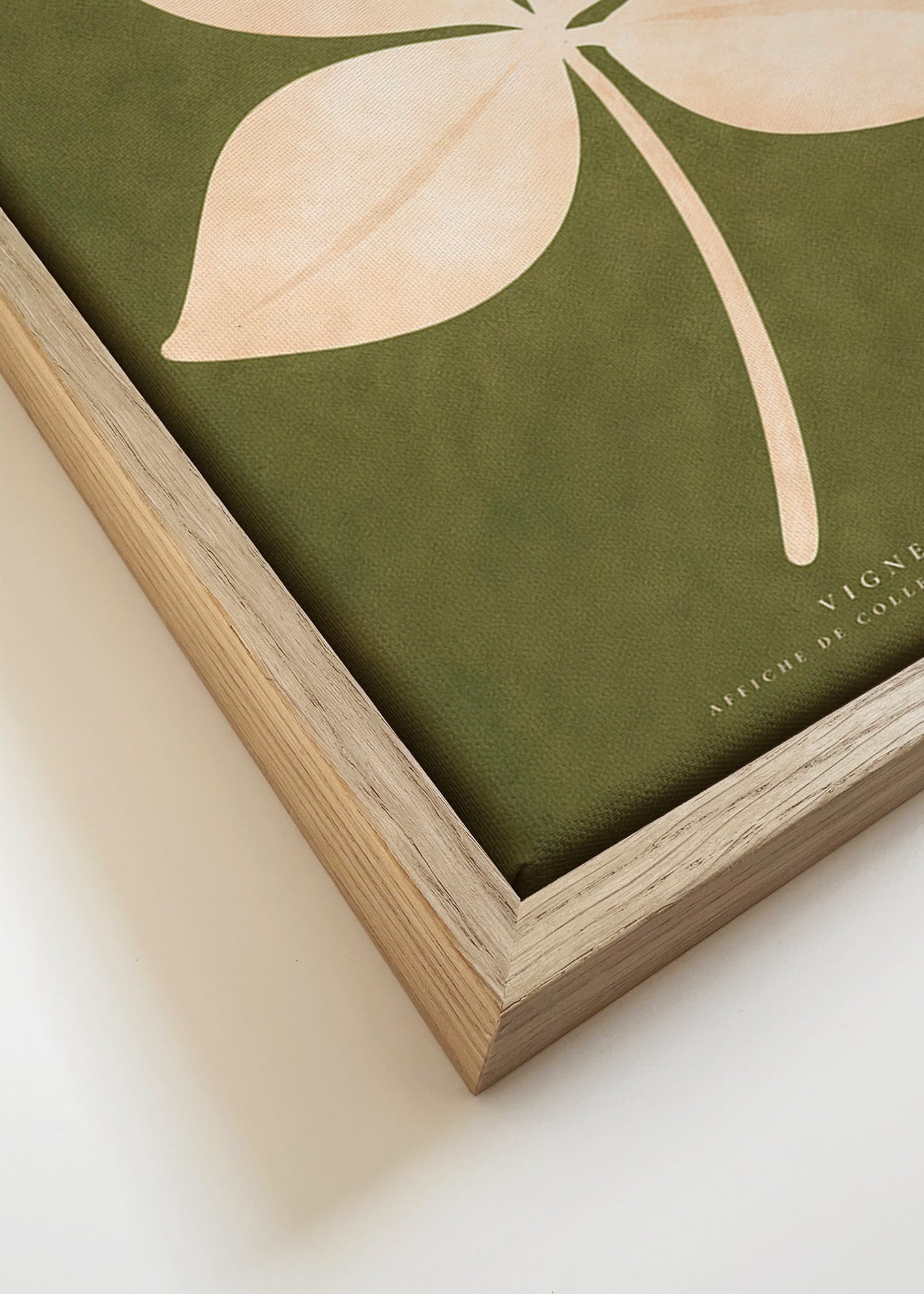 Botanical print: cream leaf on green field