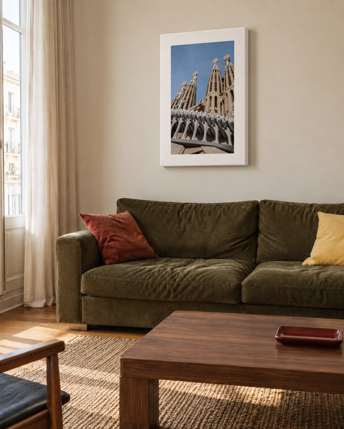 Sagrada Facade - Unframed canvas in an interior