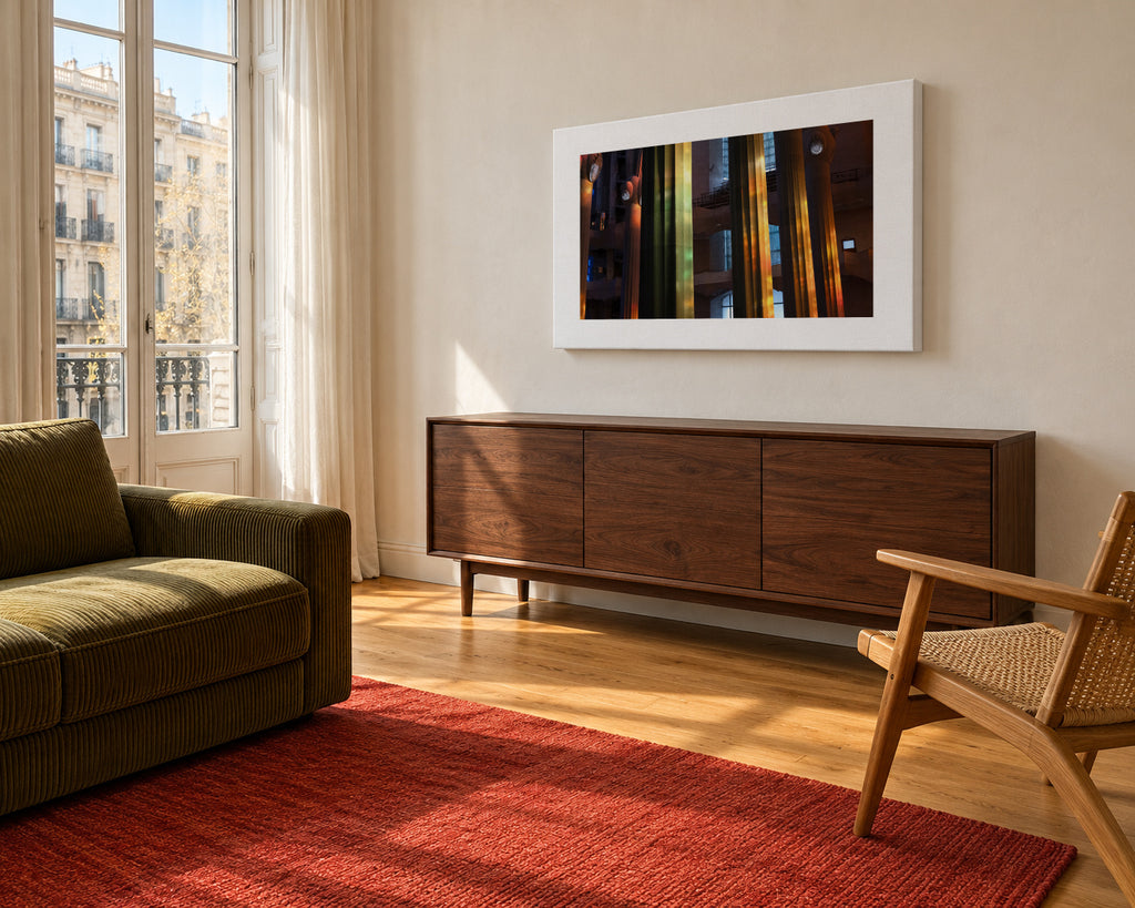 Stained Reflections - Unframed canvas in an interior
