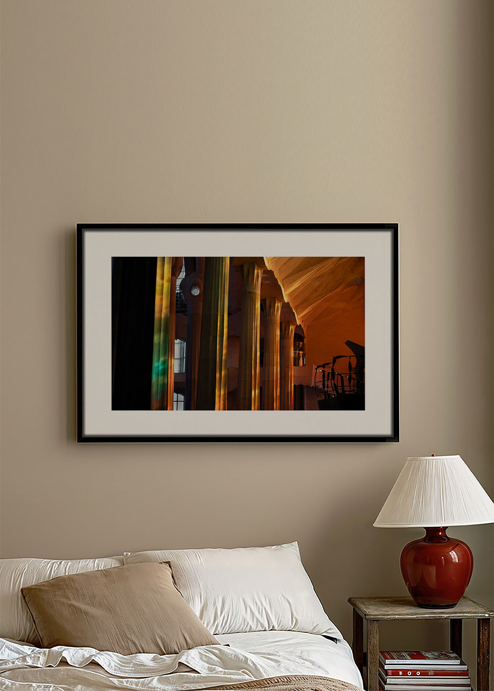 Architectural interior photograph with golden light
