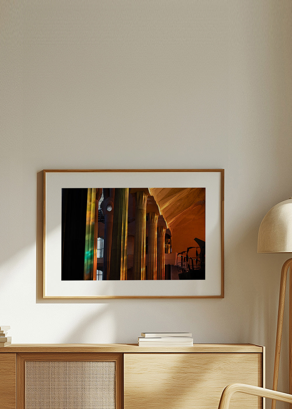 Architectural interior photograph with golden light