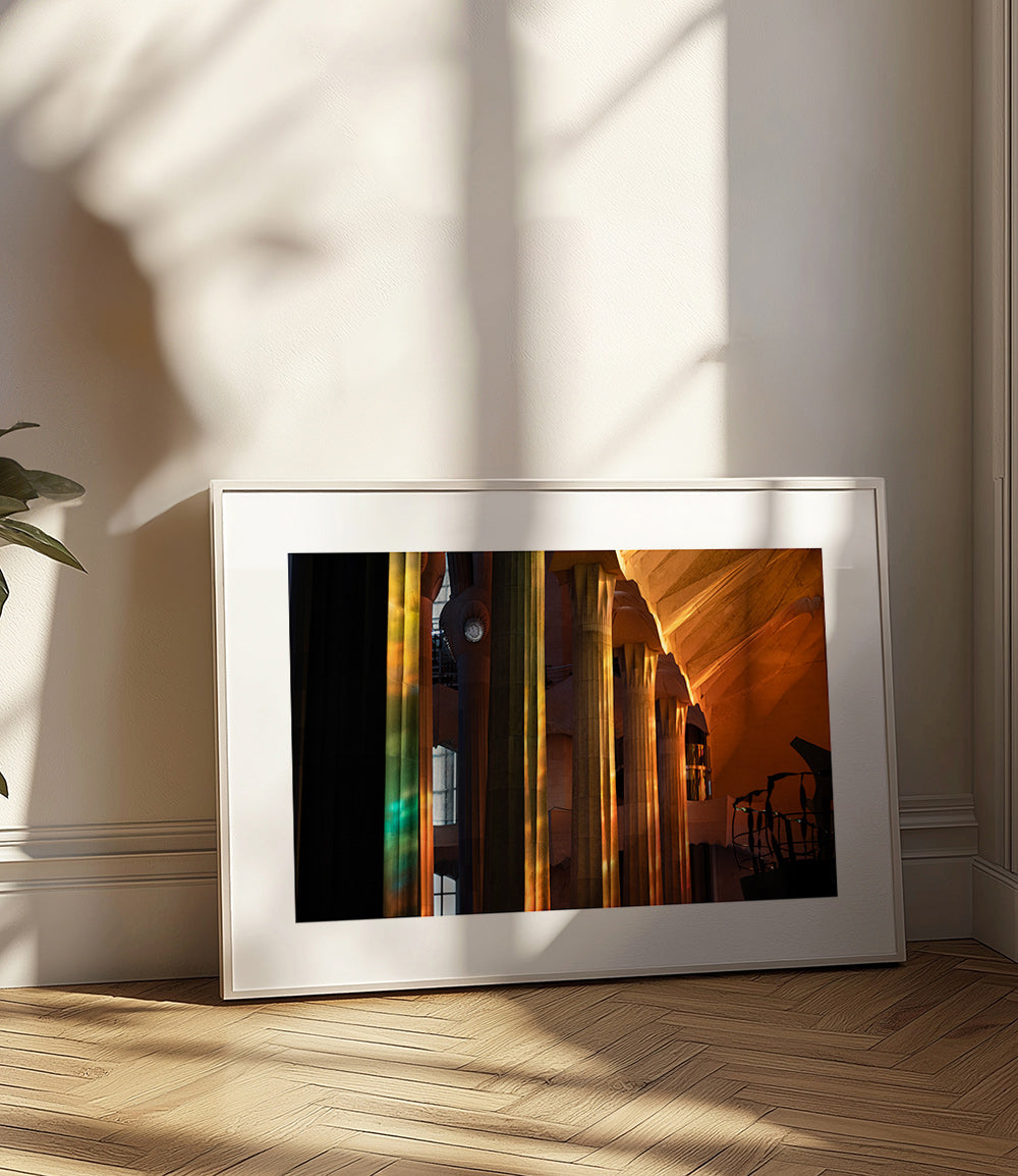 Architectural interior photograph with golden light