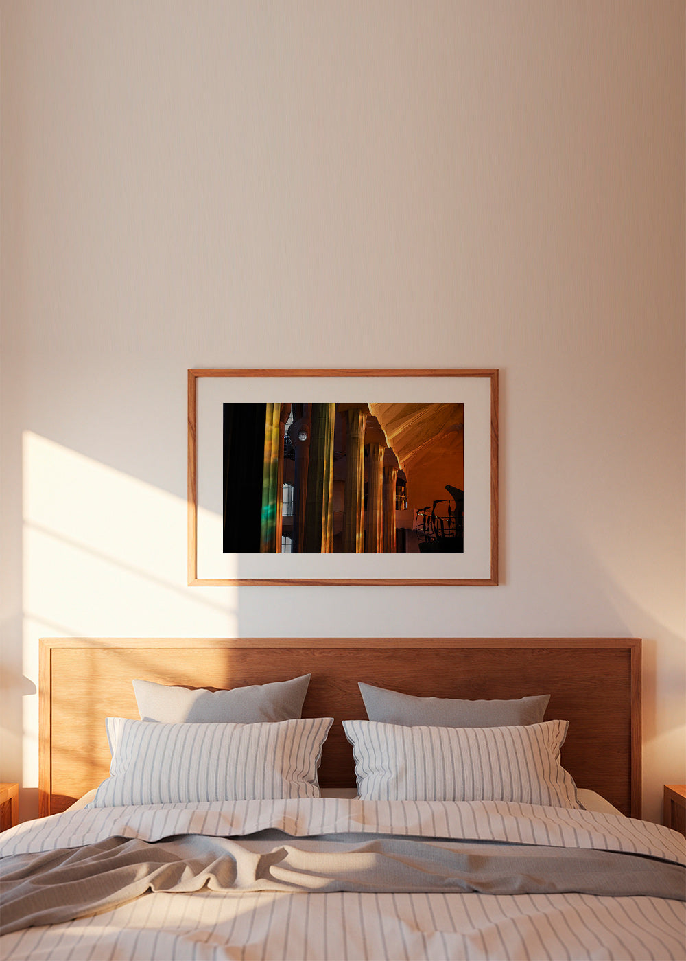 Architectural interior photograph with golden light