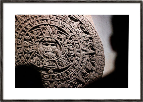 Aztec calendar photograph in relief
