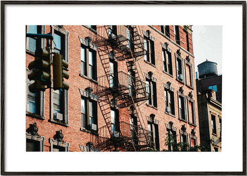 City art: brick facade in frame