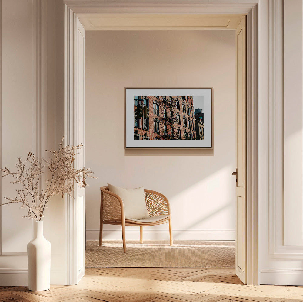 City art: brick facade in frame