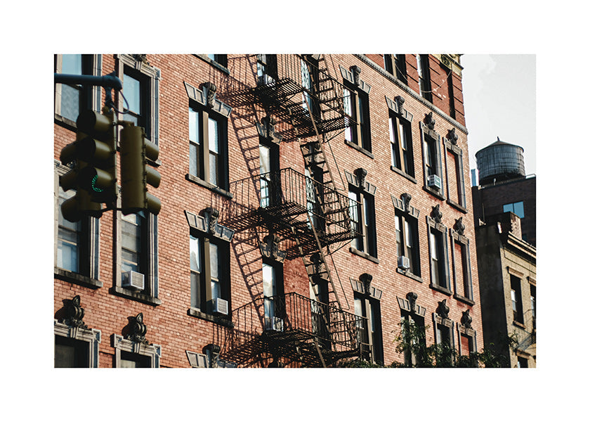 City art: brick facade in frame