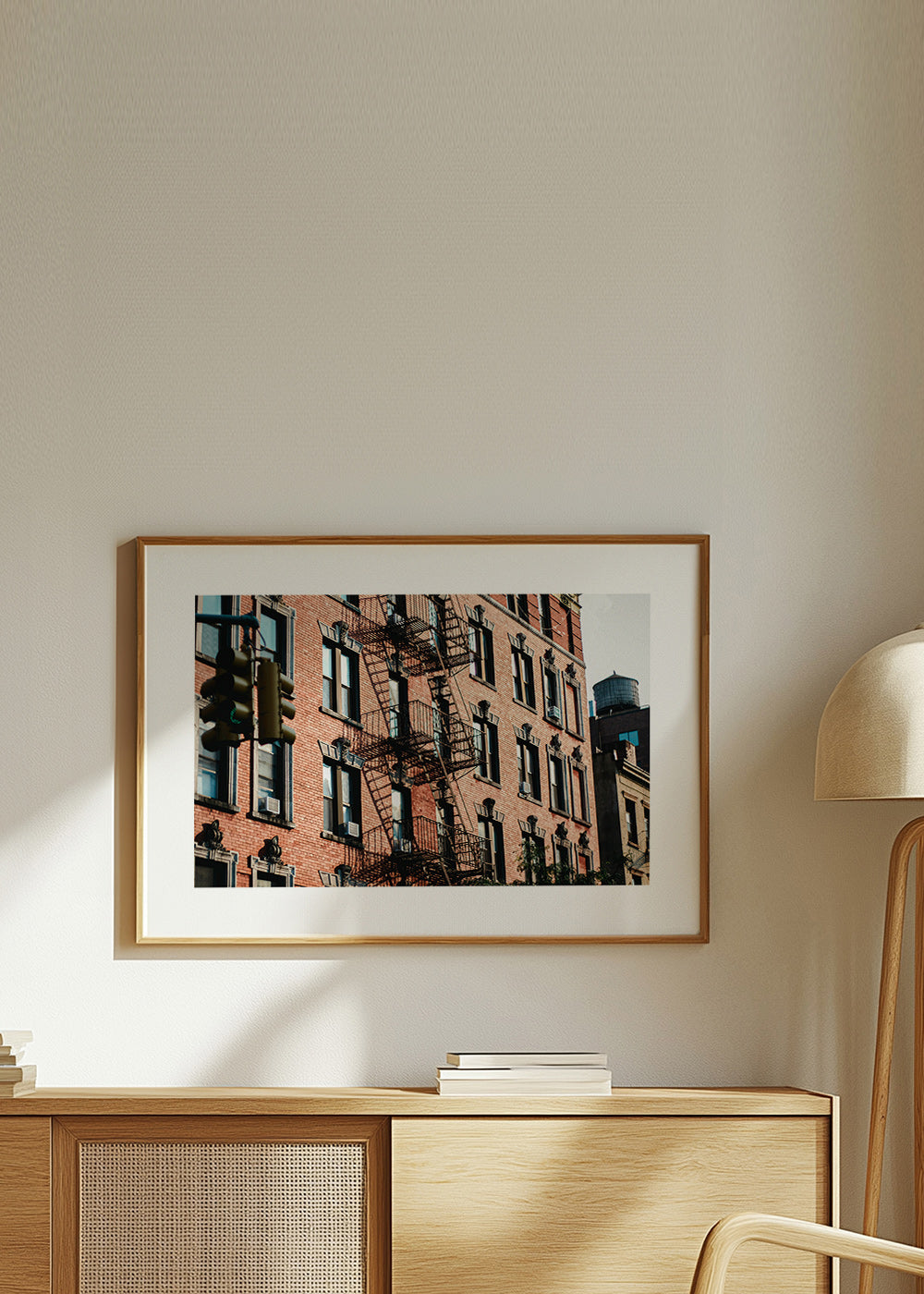 City art: brick facade in frame