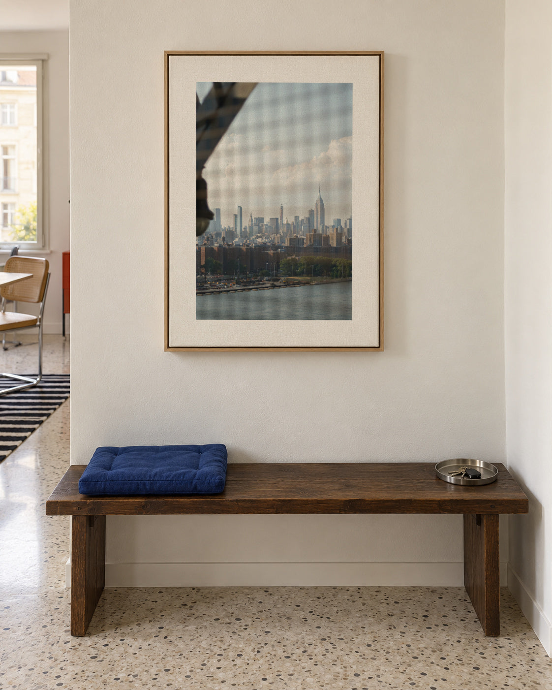 Skyline Reflection - Framed canvas in an interior