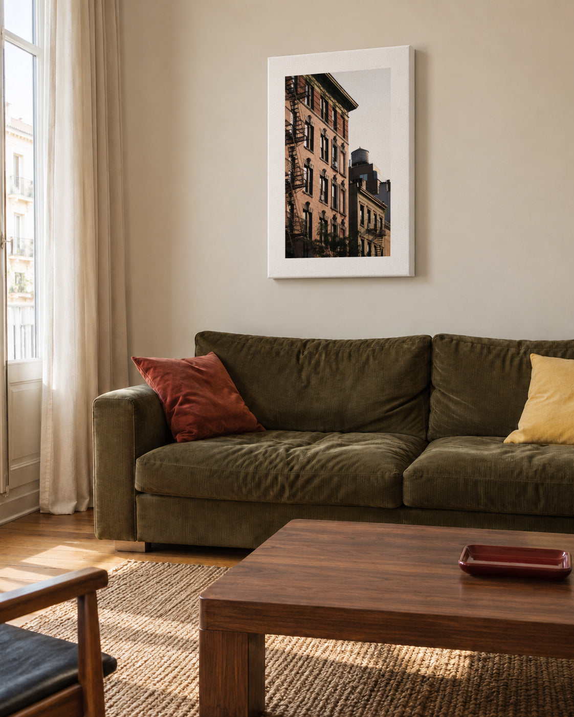 Fire Escape Light - Unframed canvas in an interior