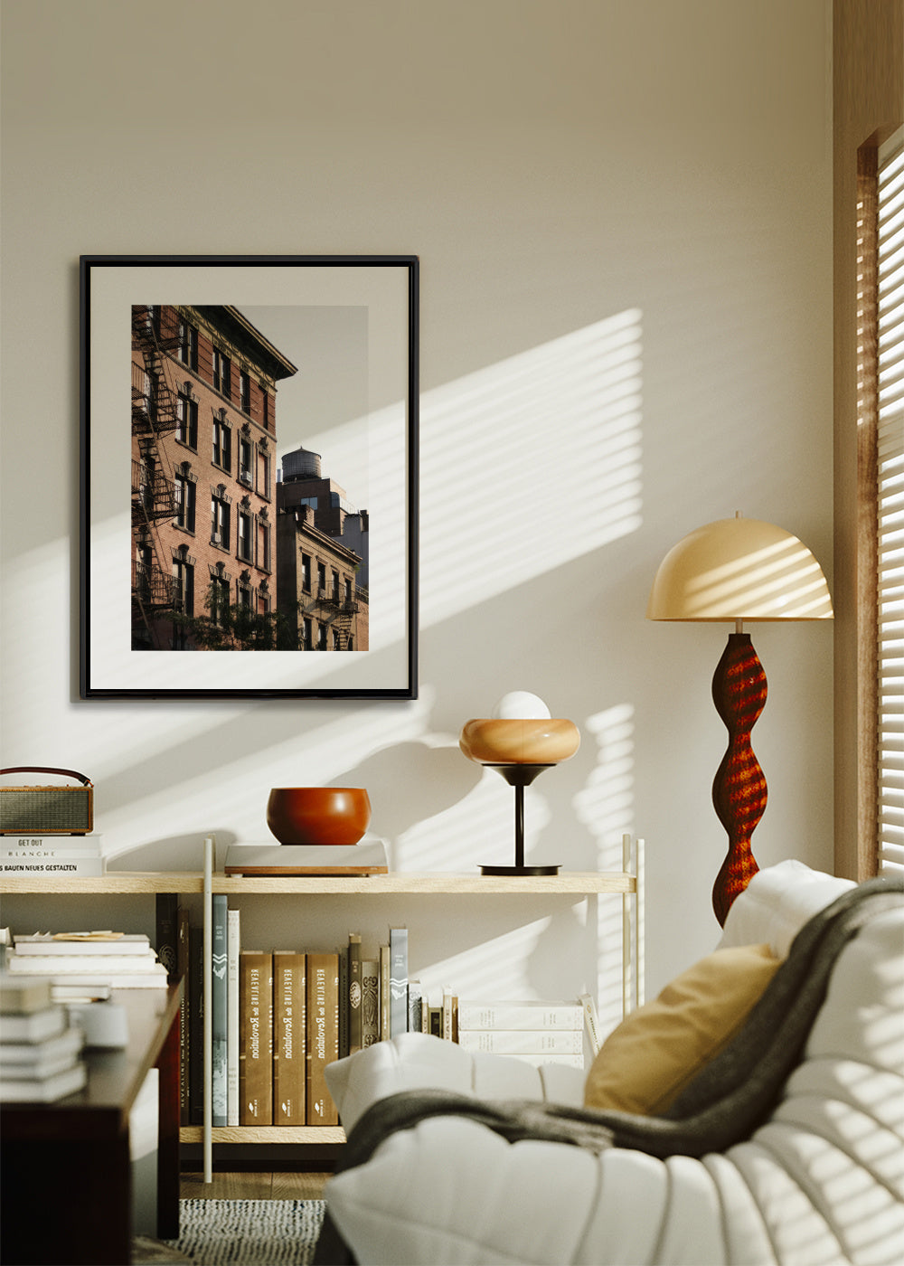 Fire Escape Light - Framed canvas in an interior
