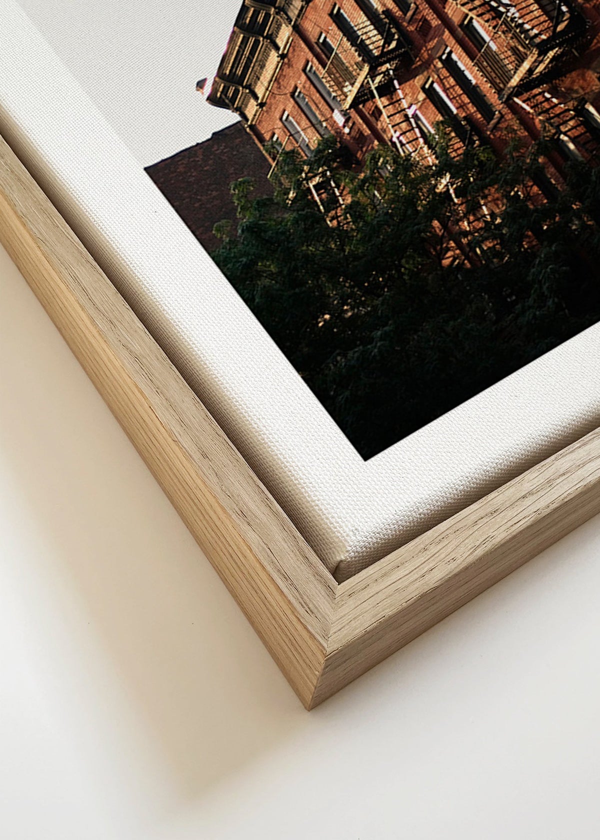 City print of brick facades and fire escapes