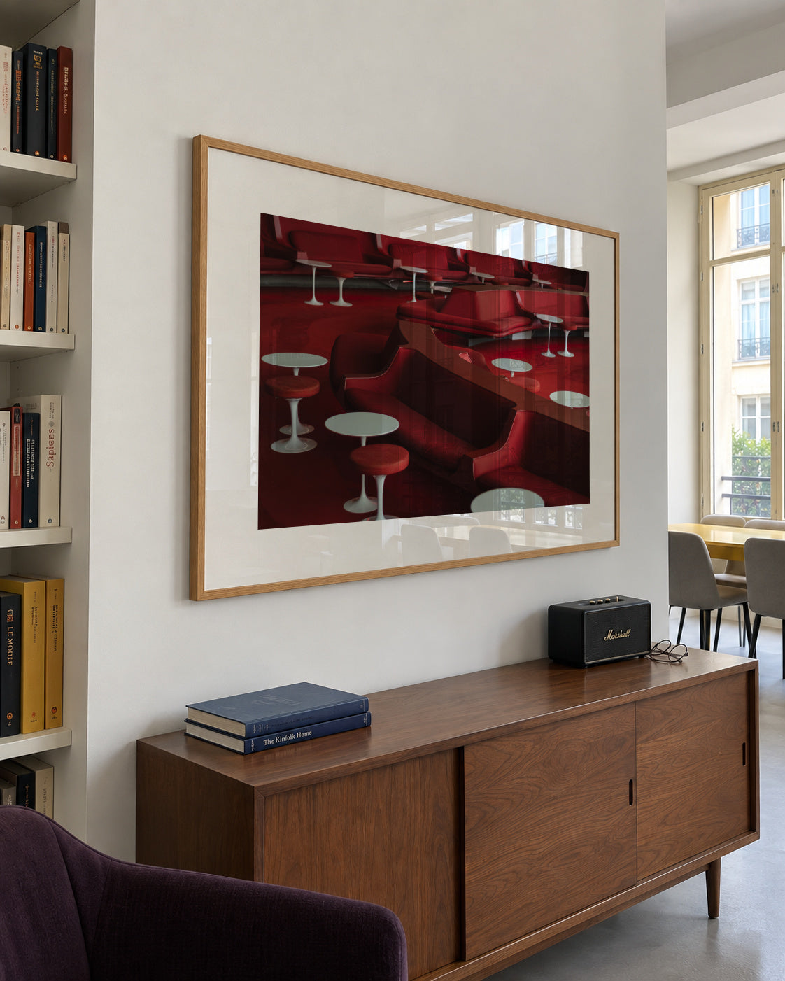 Red Lounge - Framed poster in an interior