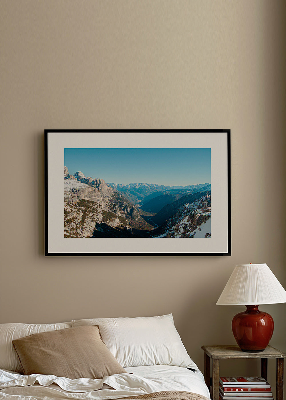 Landscape photo of snowy mountain valley
