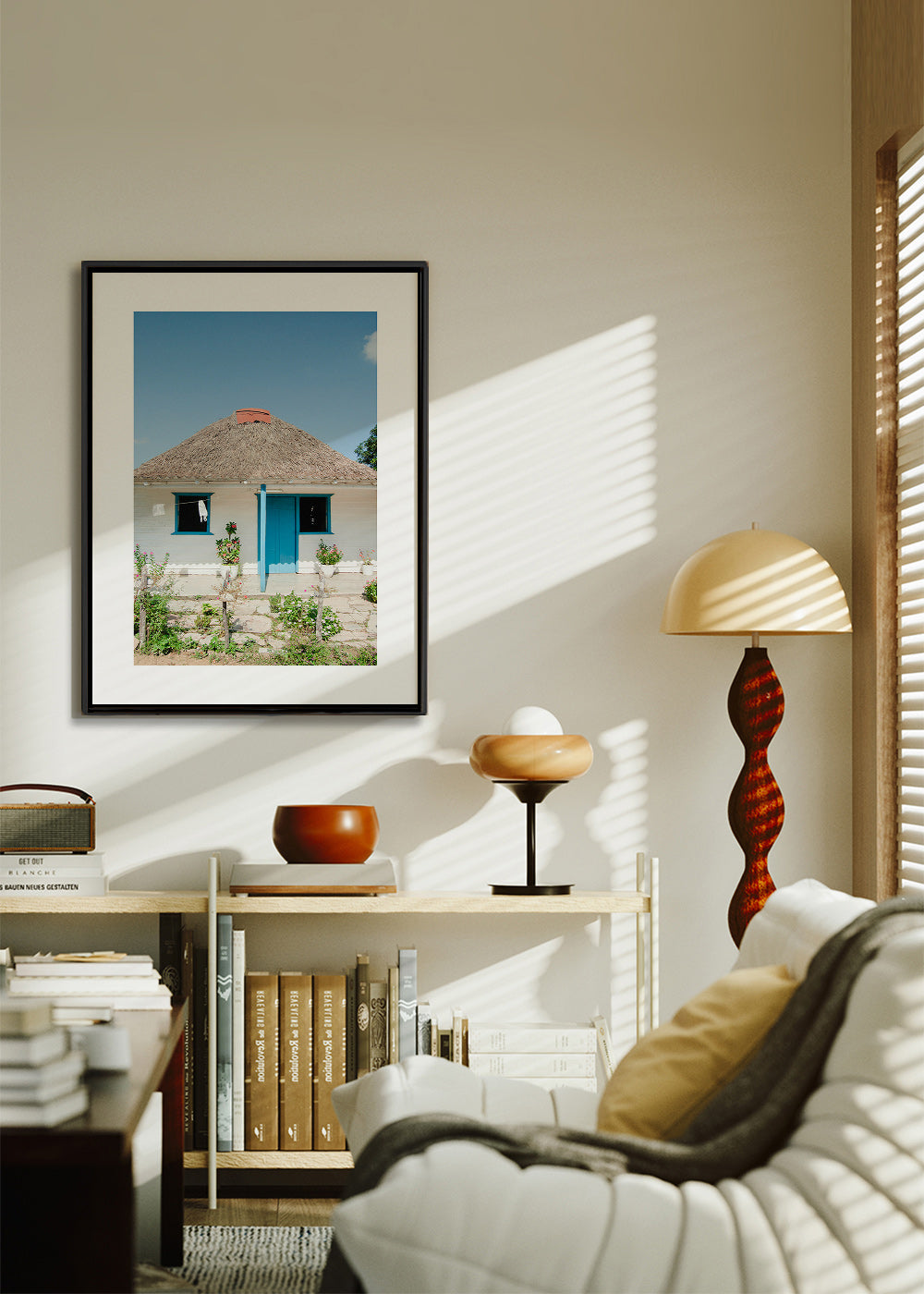 Landscape art: cottage with blue door