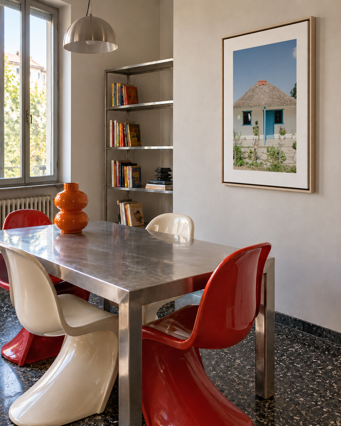 Blue House - Framed canvas in an interior