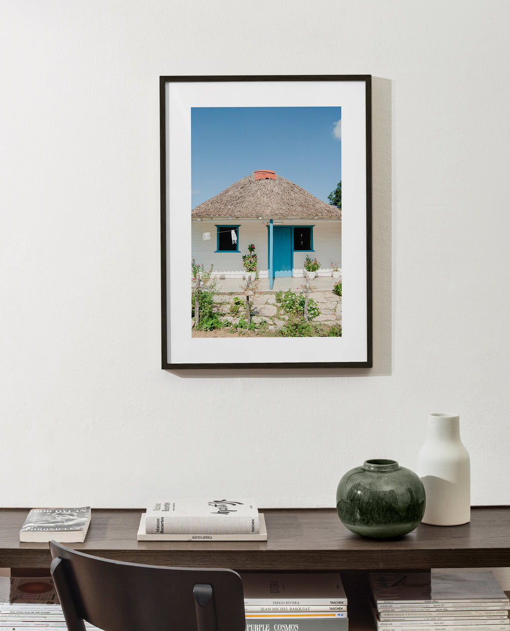 Landscape art: cottage with blue door