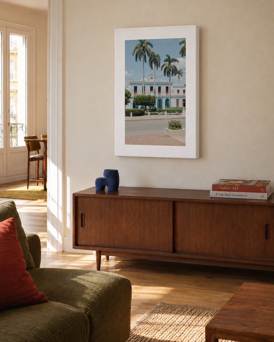 Havana Palms - Unframed canvas in an interior