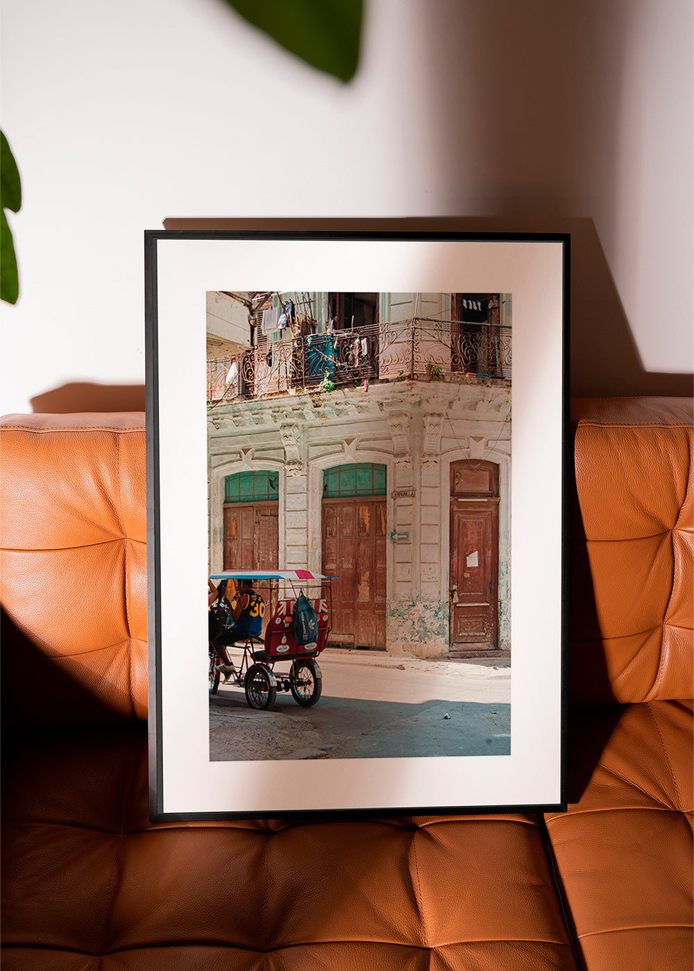 Travel poster: Havana street with colorful rickshaw