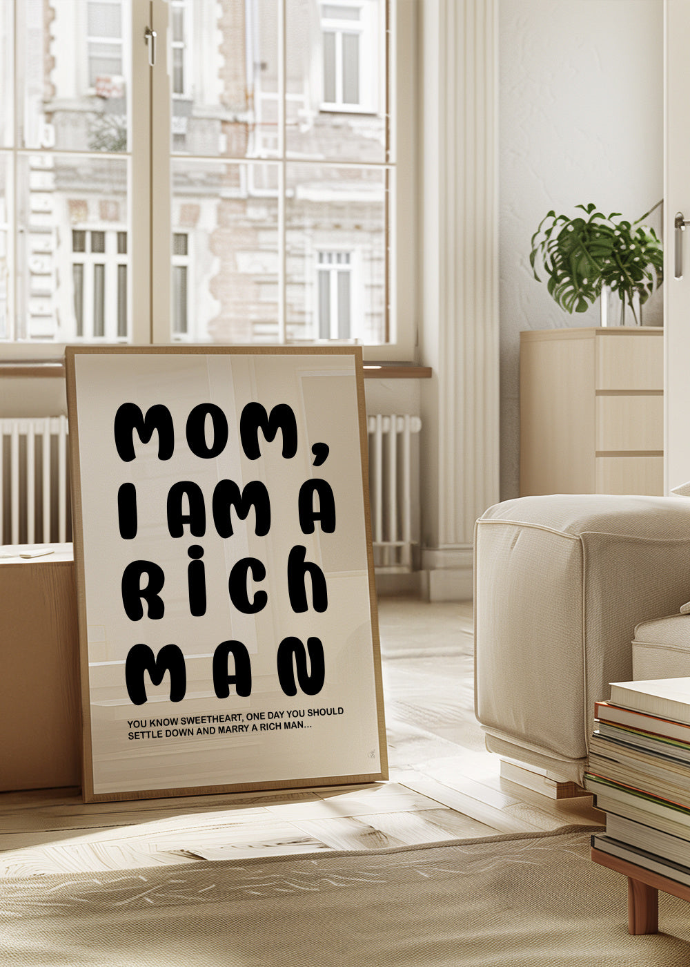 RICH MAN - Framed poster in an interior