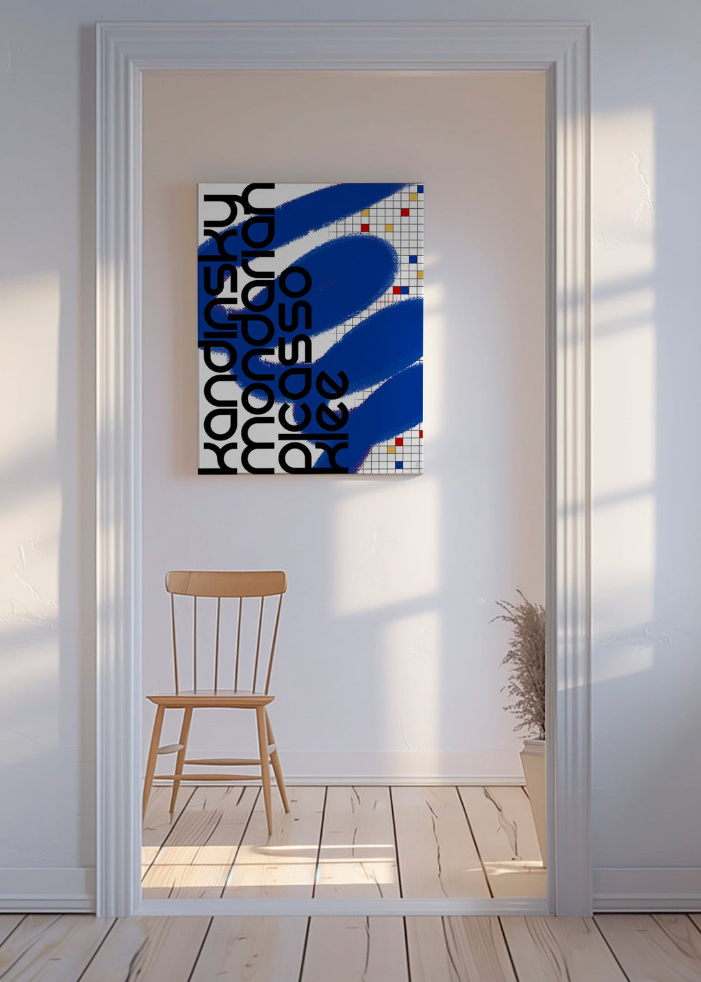 Cuadro abstracto con gestos azules – Canvas