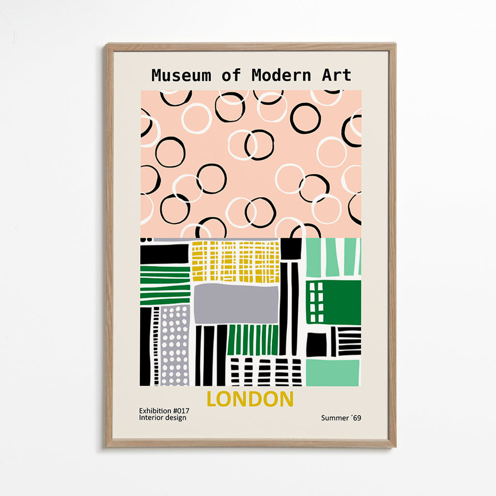 Cuadro de ciudades con póster tipográfico de Londres – Oak Frame