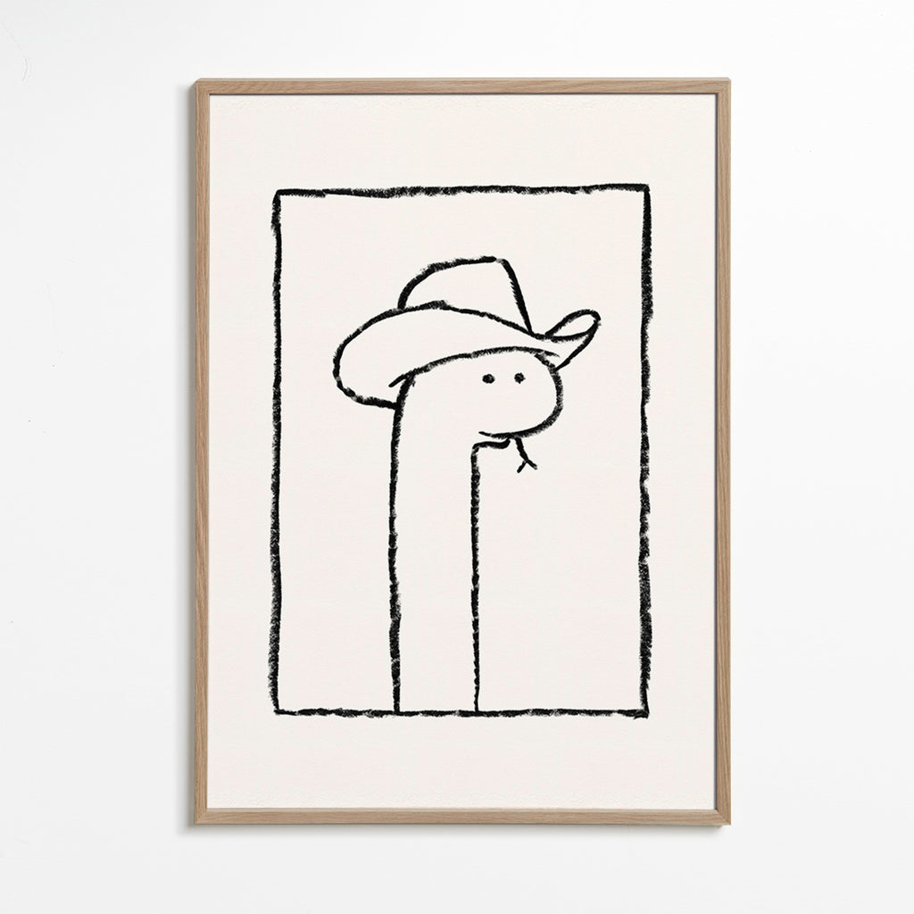 Ilustración de serpiente con sombrero – Oak Frame