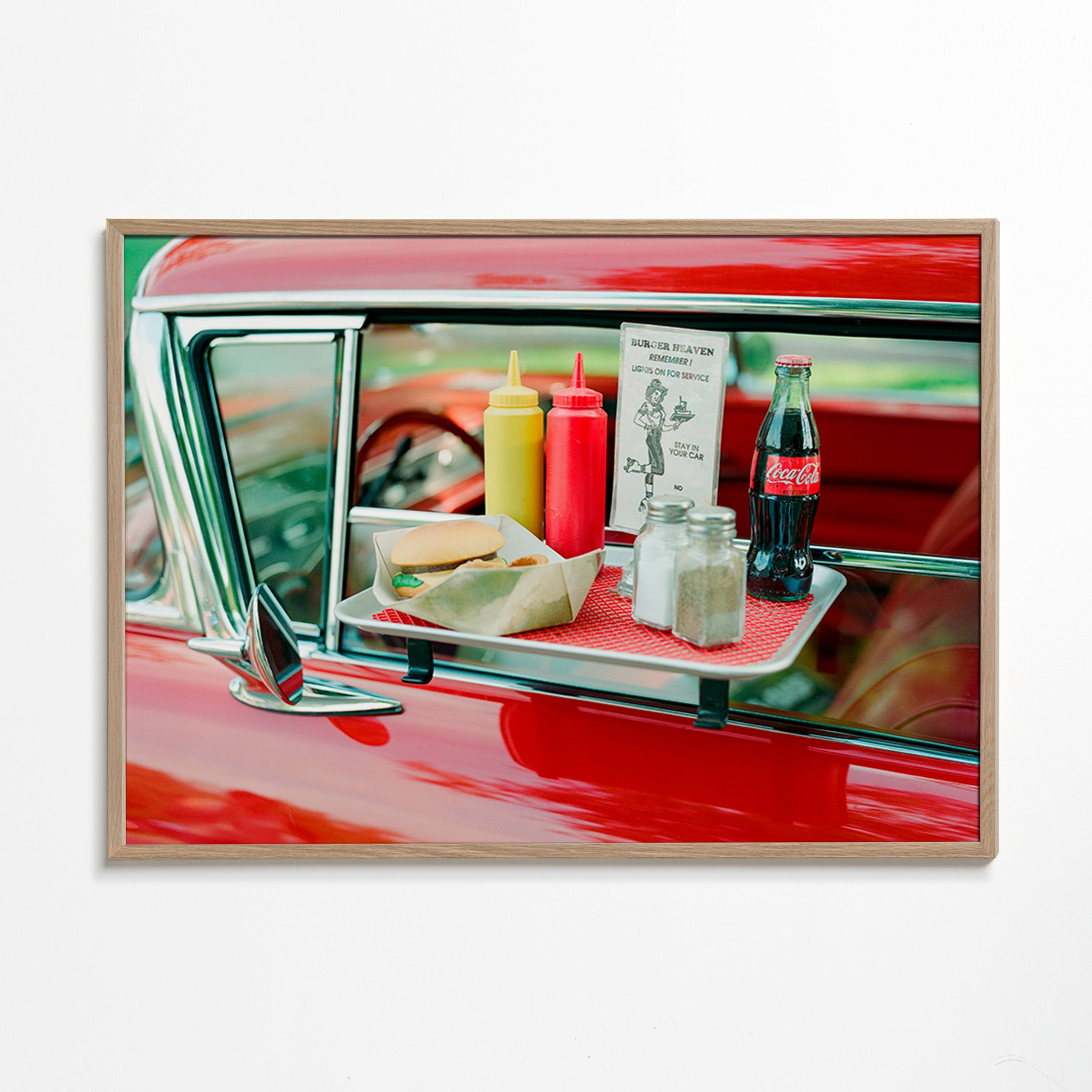 Cuadro vintage coche clásico con bandeja tipo diner – Oak Frame