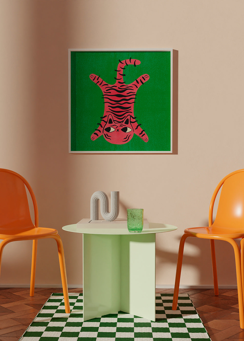 Cuadro gato rosa con rayas negras – Product3