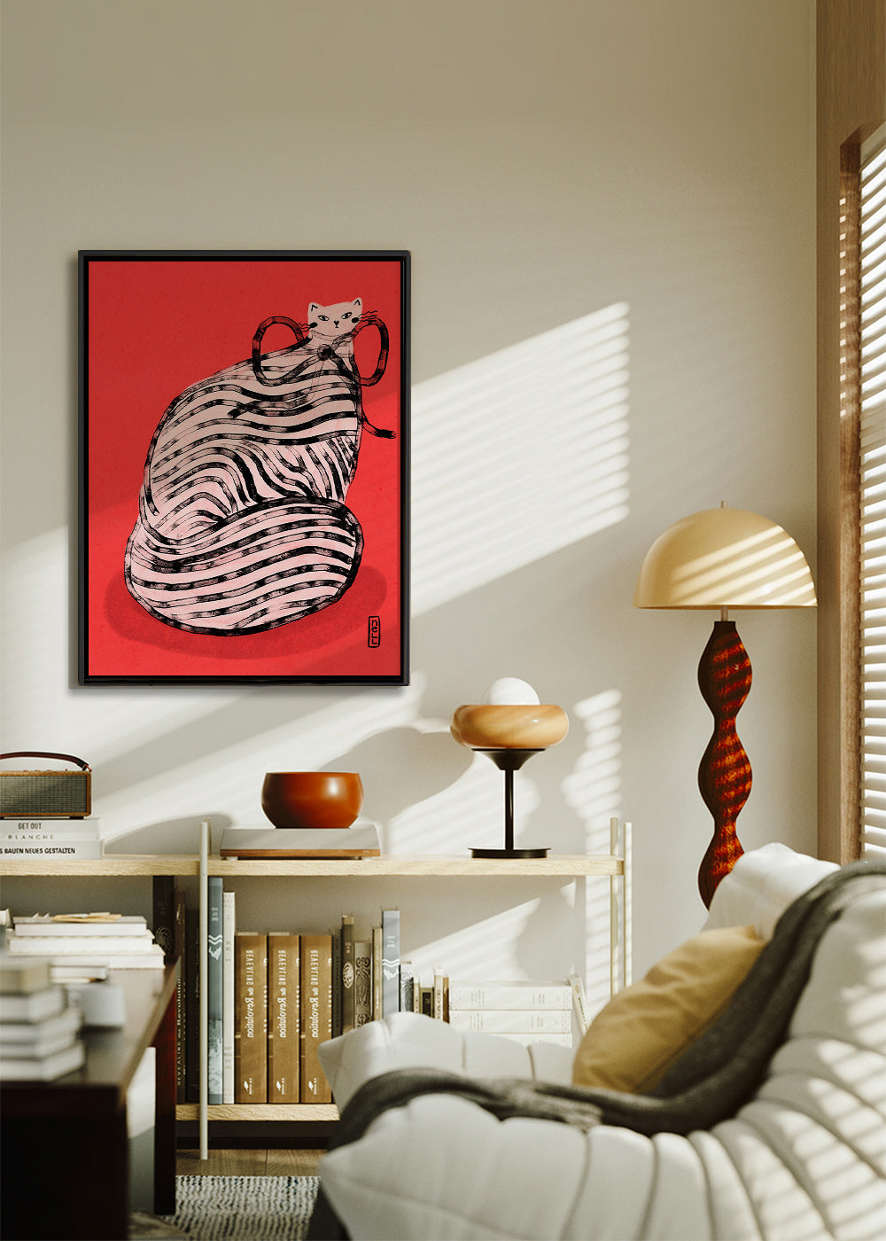 Cuadro gato rayado con toque gráfico – Canvas1