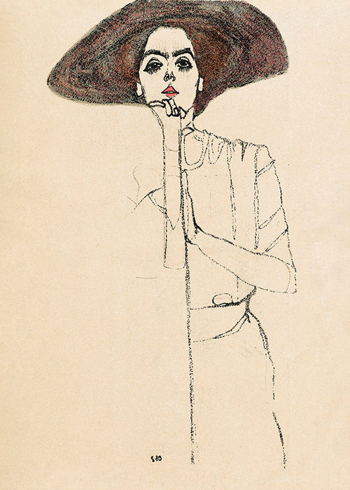 Ilustración retrato con sombrero y trazo expresivo