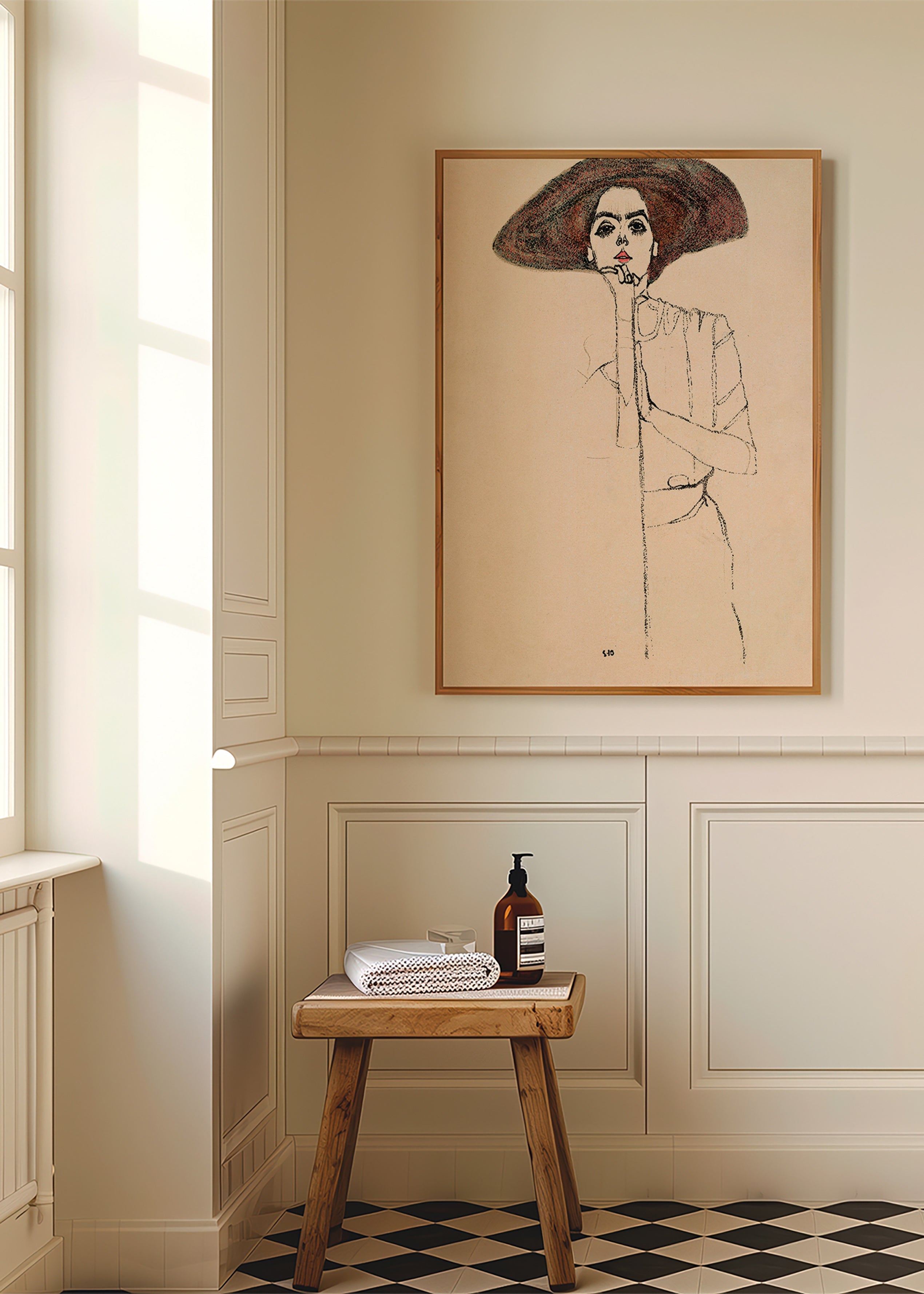 Ilustración retrato con sombrero y trazo expresivo – Product3