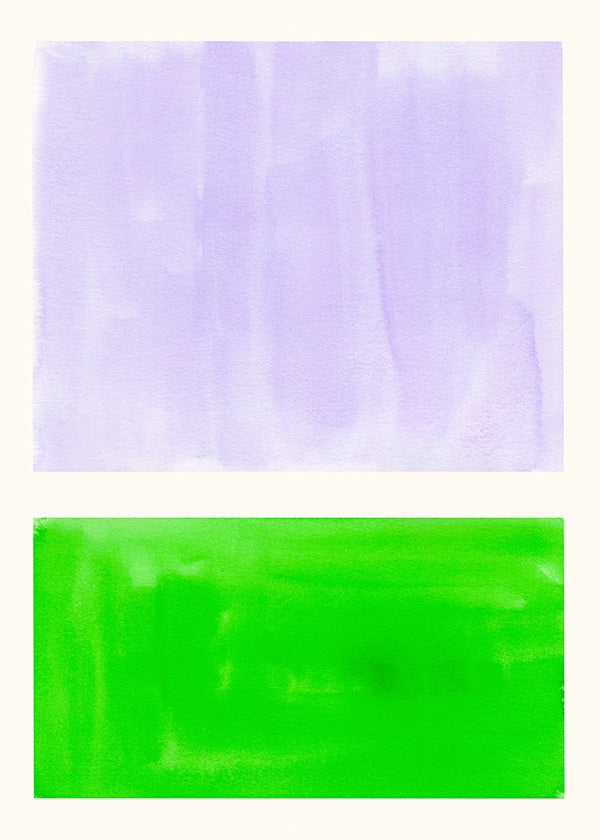 Cuadro abstracto lavanda y verde minimal