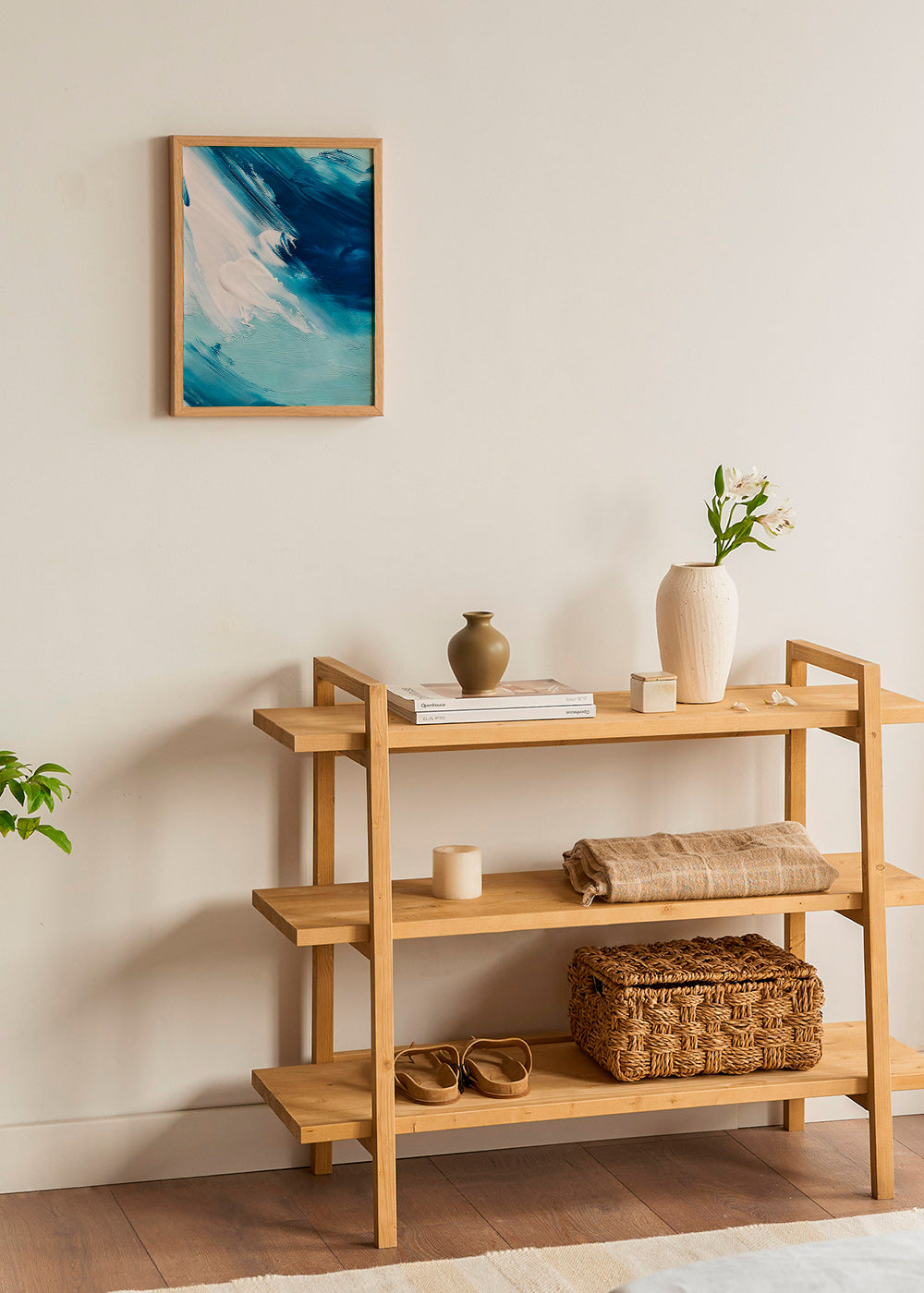 Cuadro abstracto en azul y blanco con pinceladas gestuales – Product3