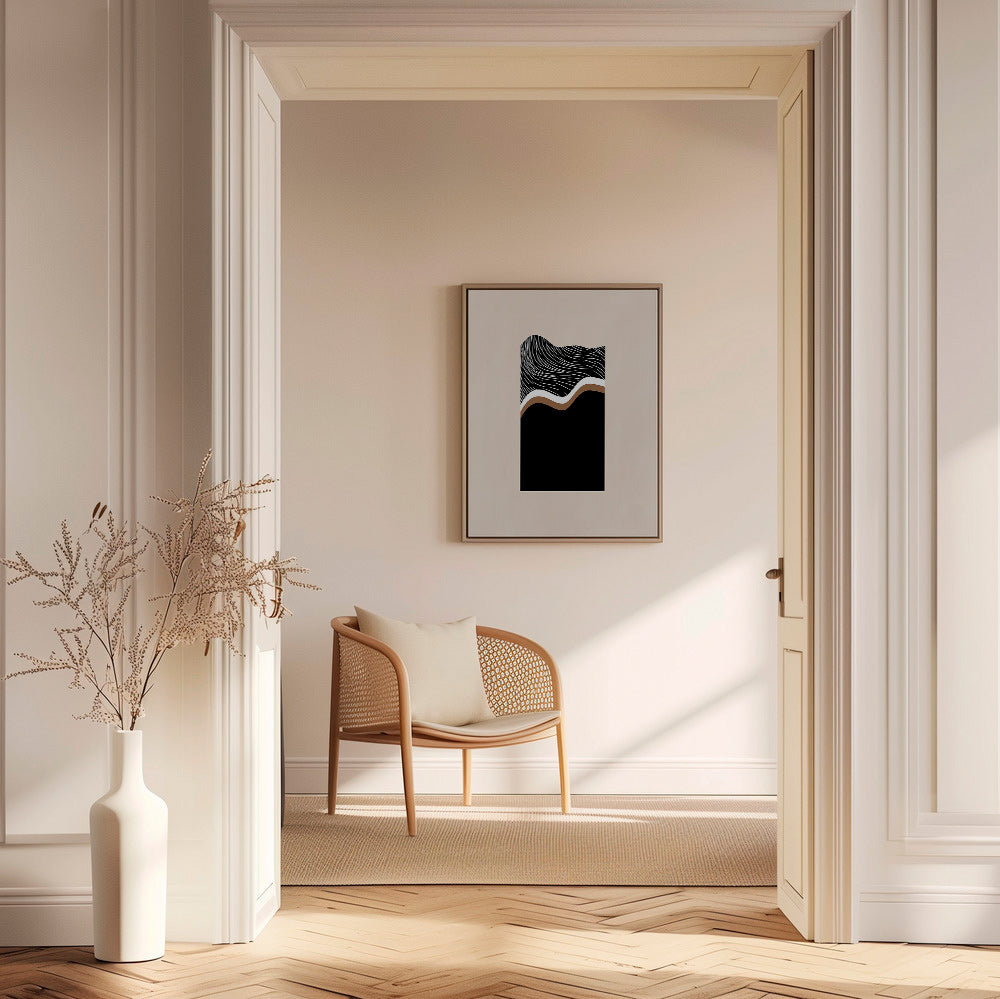 Cuadro abstracto con ondas monocromas – Canvas1