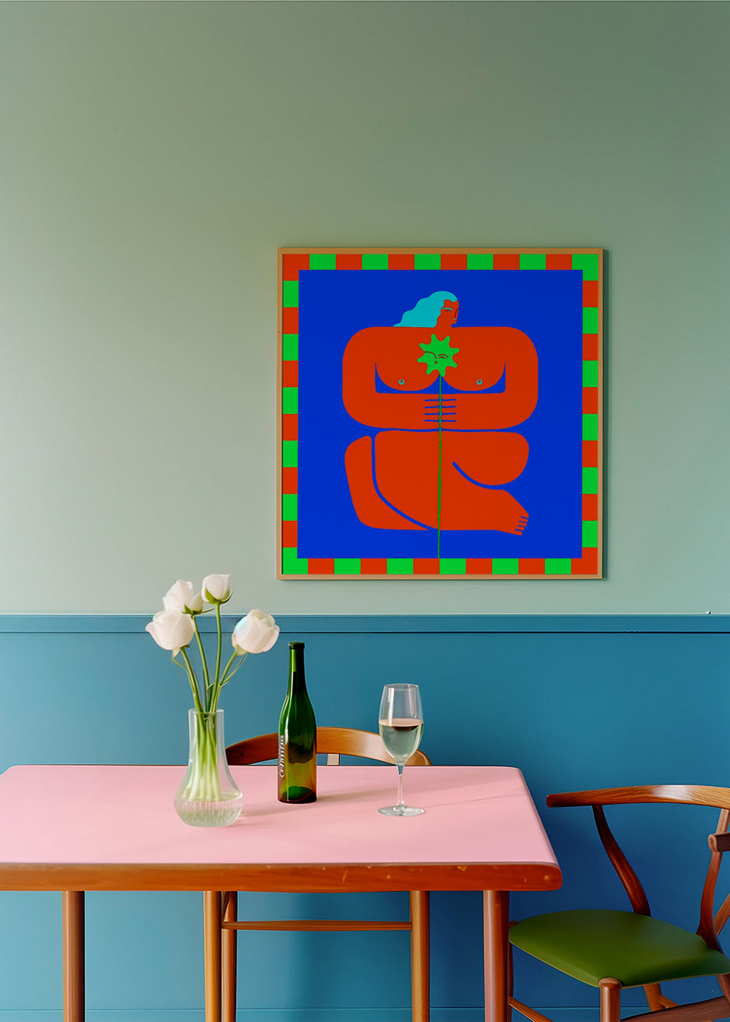 Cuadro abstracto de figura estilizada roja – Product3