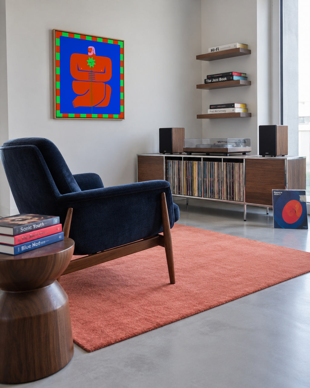Contemplative Embrace - Framed canvas in an interior