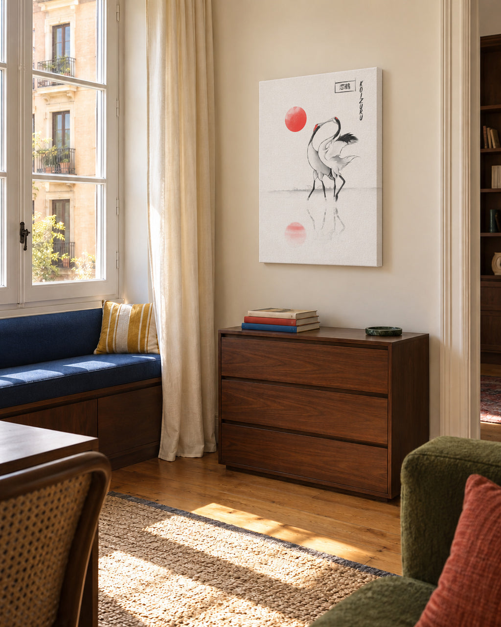 Love Cranes - Unframed canvas in an interior