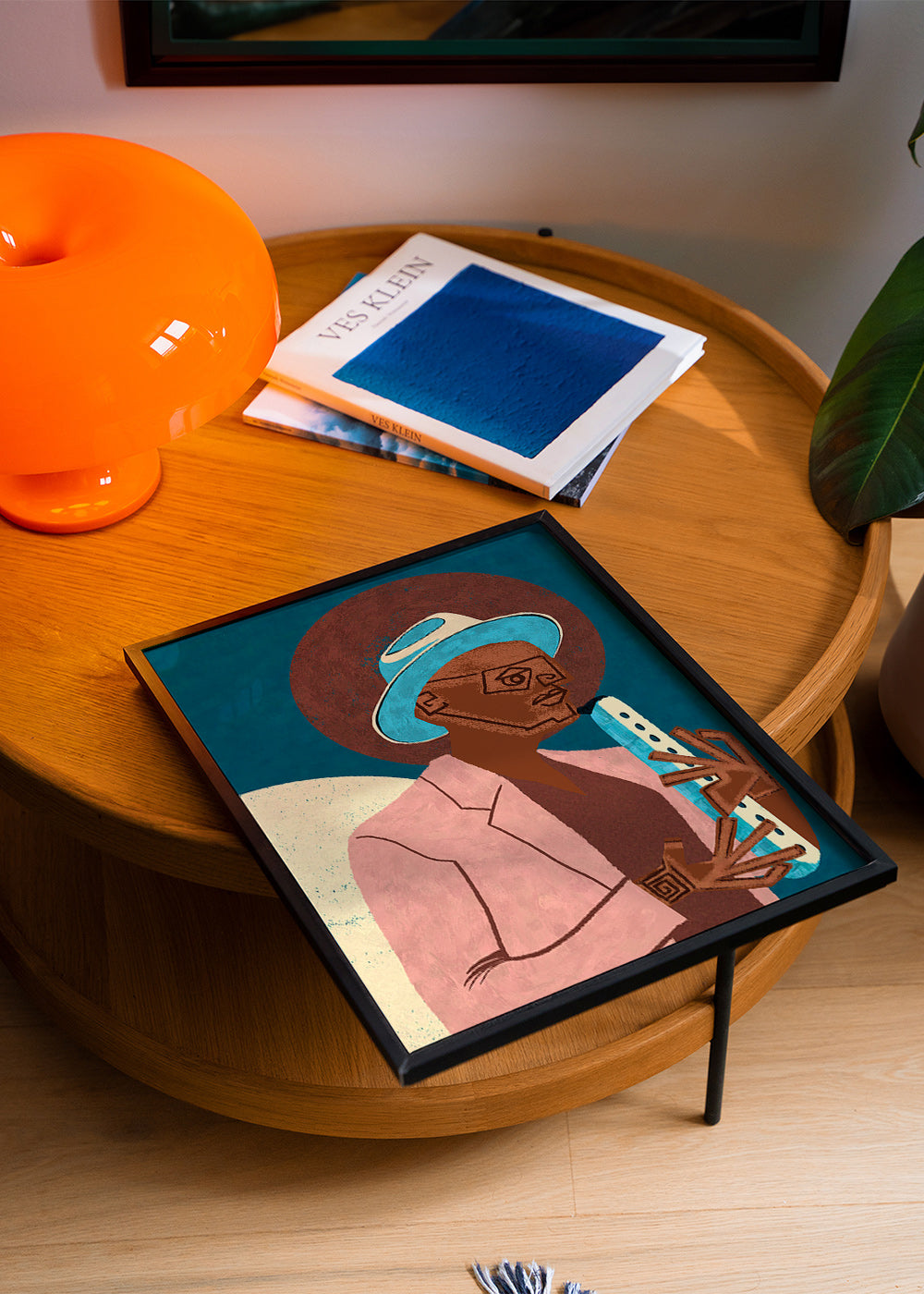 Ilustración de músico con instrumento de viento – Product1