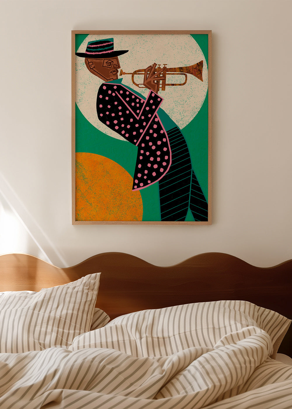 Ilustración músico de trompeta con luna – Product2