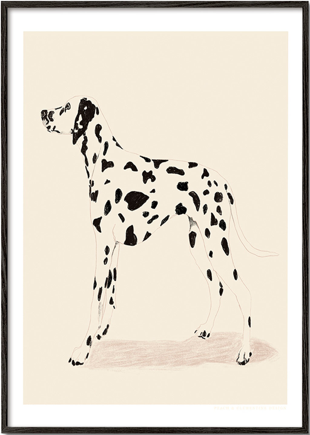 Cuadro dálmata ilustración minimal – Black Frame