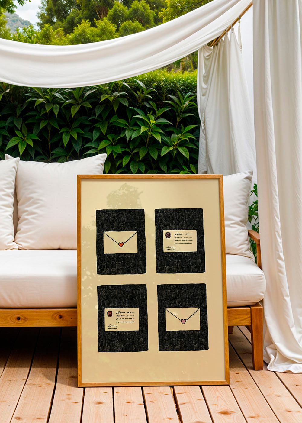 Ilustración cartas de amor en cuatro marcos – Product3