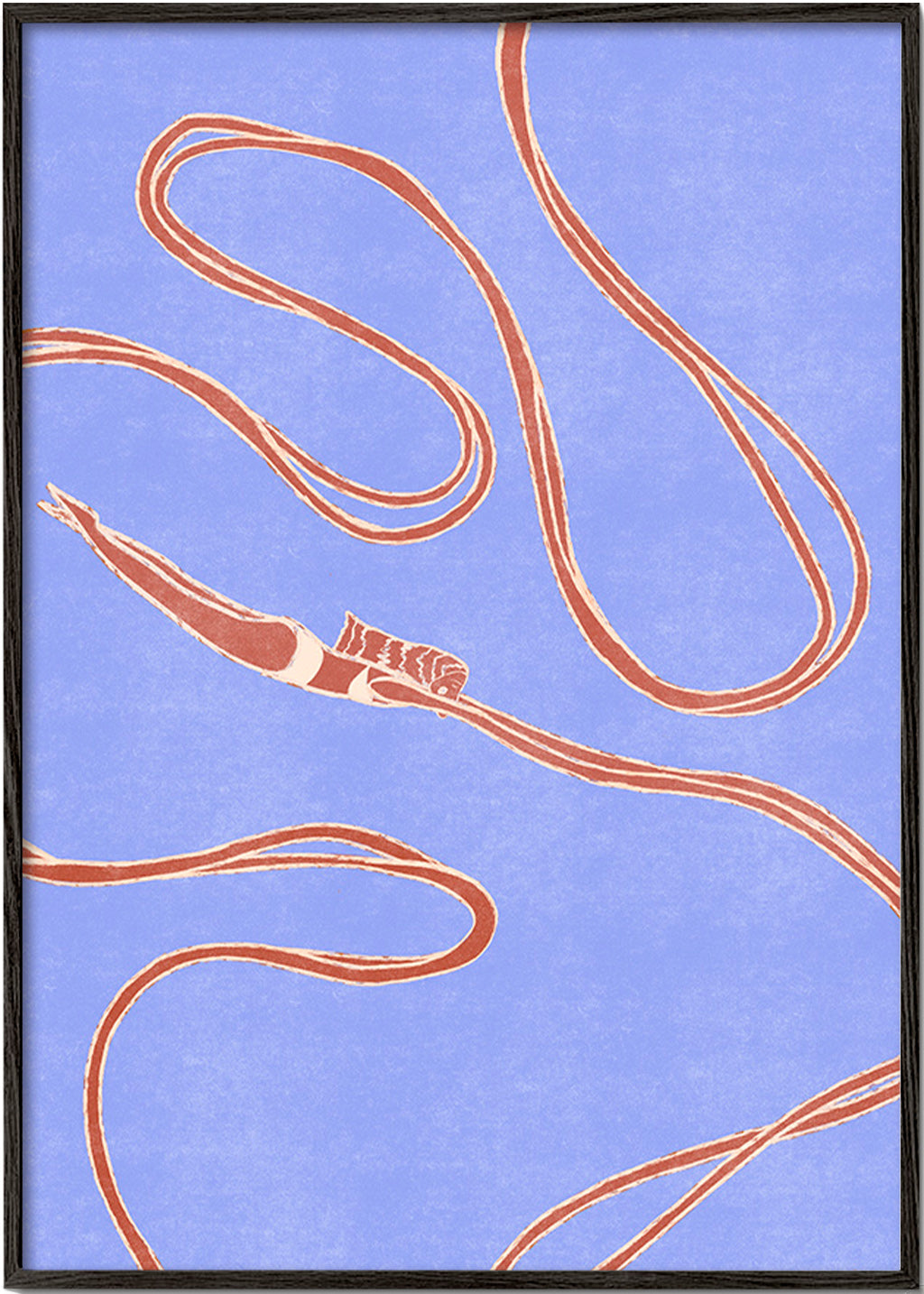 Ilustración: nadadora con lazos ondulados – Black Frame