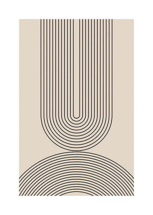 Cuadro minimalista de líneas arqueadas en beige