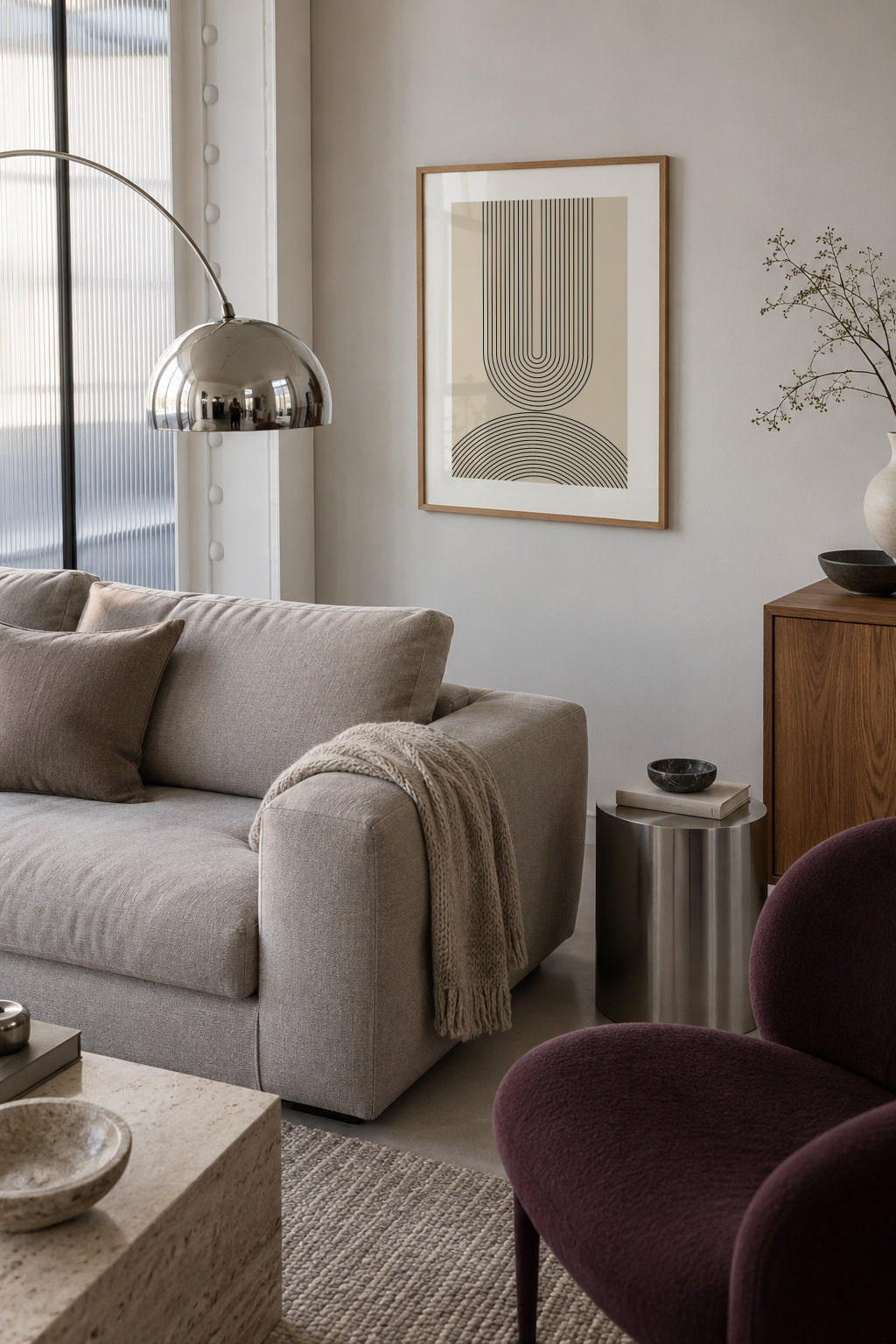 Black Line Art - Framed poster in an interior